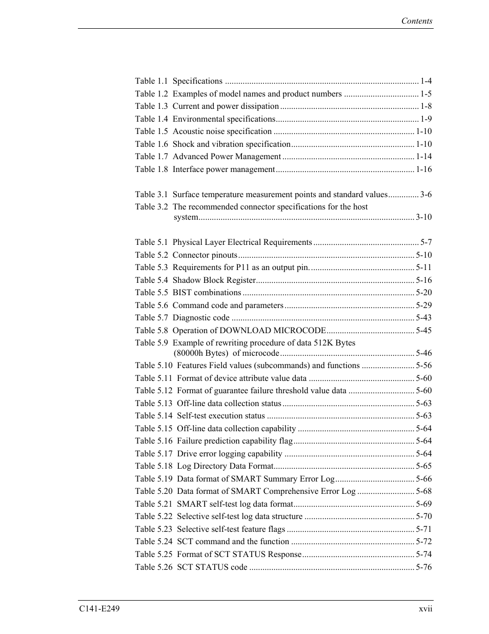 Tables | FUJITSU MHW2120BS User Manual | Page 21 / 296