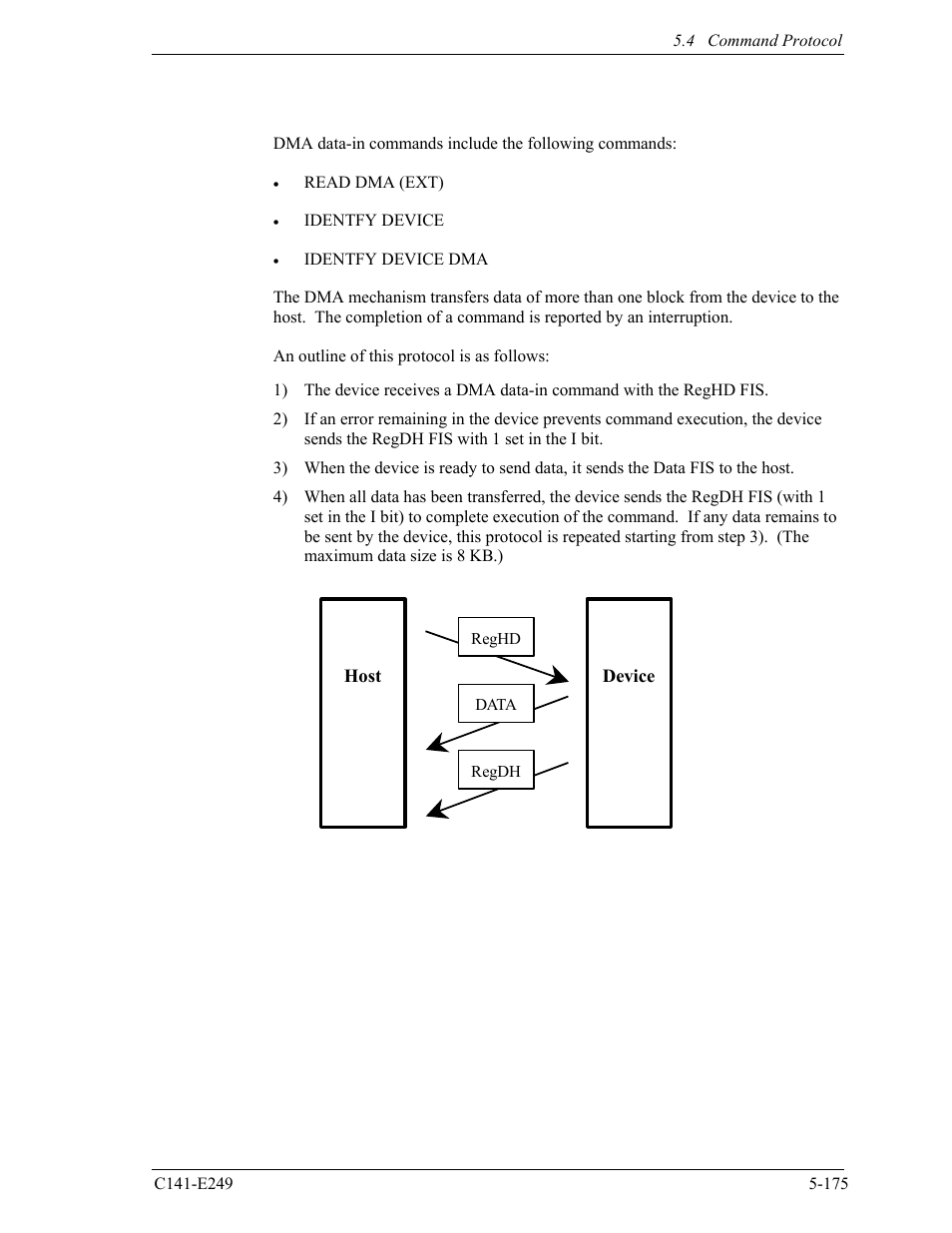 4 dma data-in command protocol | FUJITSU MHW2120BS User Manual | Page 249 / 296