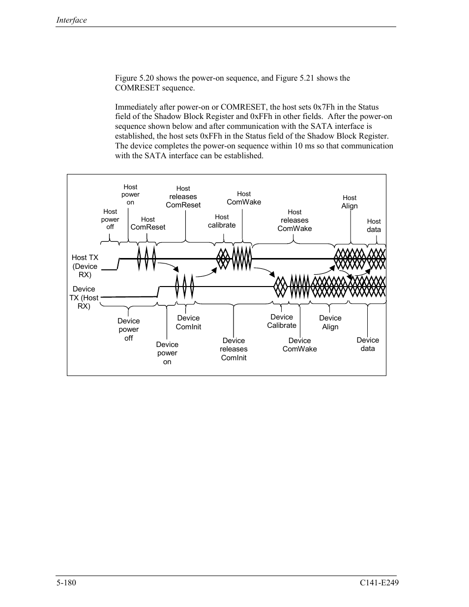 5 power-on and comreset | FUJITSU MHW2120BS User Manual | Page 254 / 296