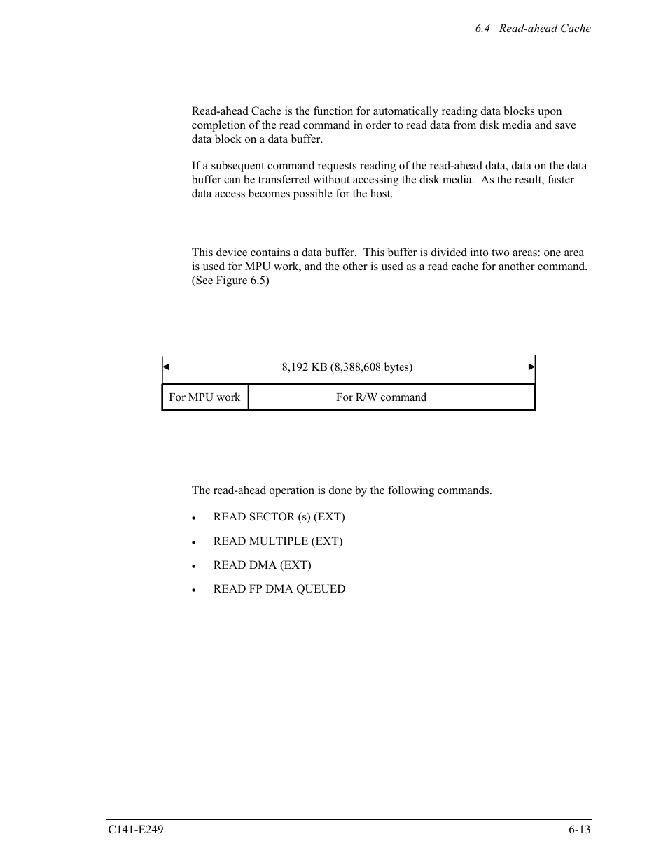 4 read-ahead cache, 1 data buffer structure | FUJITSU MHW2120BS User Manual | Page 269 / 296