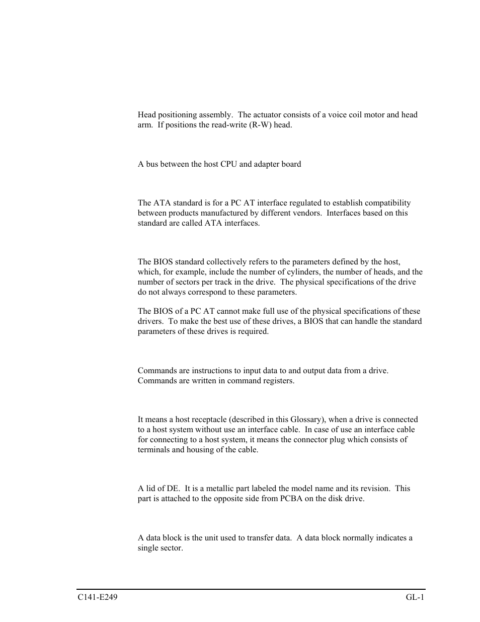 Glossary | FUJITSU MHW2120BS User Manual | Page 279 / 296