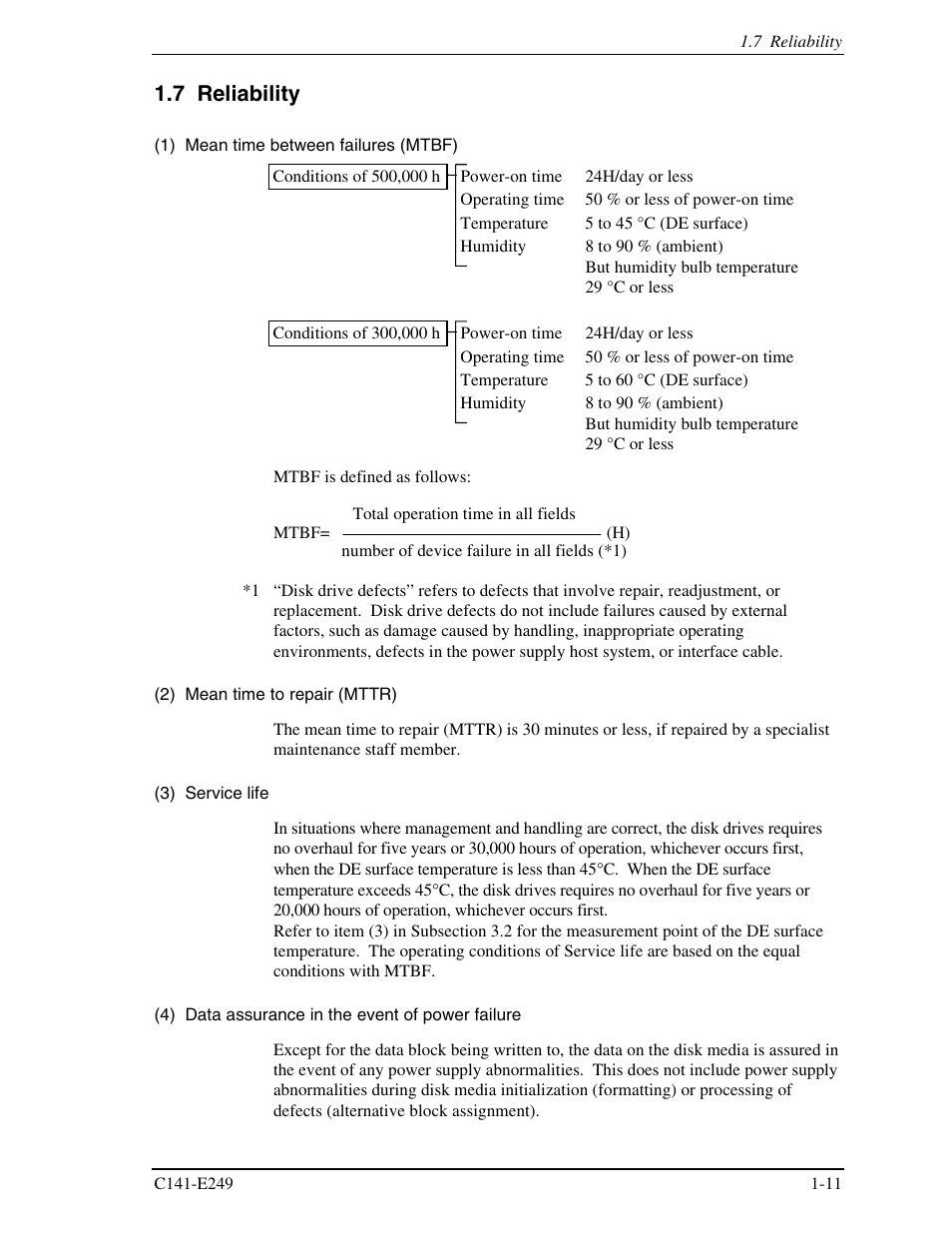7 reliability | FUJITSU MHW2120BS User Manual | Page 33 / 296