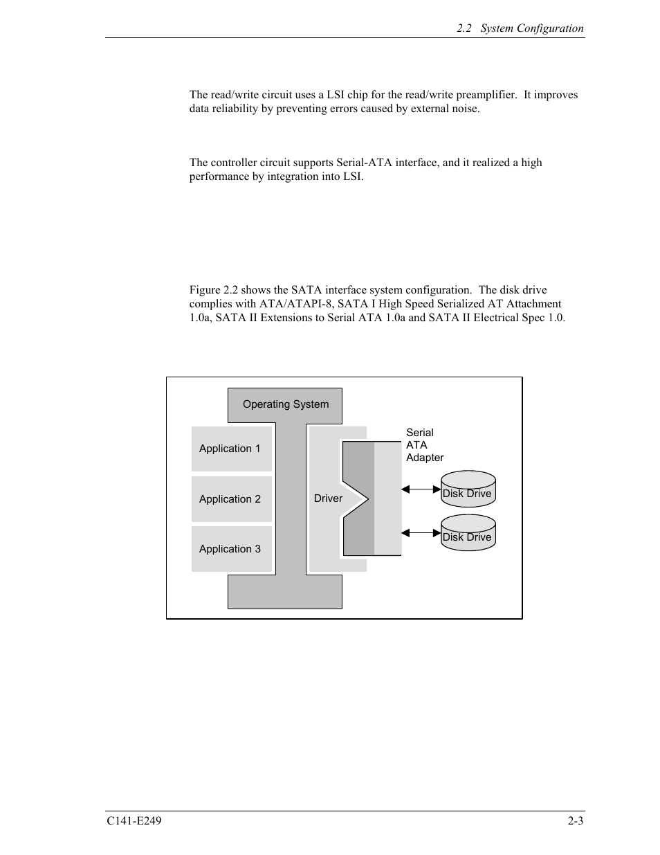 2 system configuration, 1 sata interface, 2 drive connection | FUJITSU MHW2120BS User Manual | Page 41 / 296