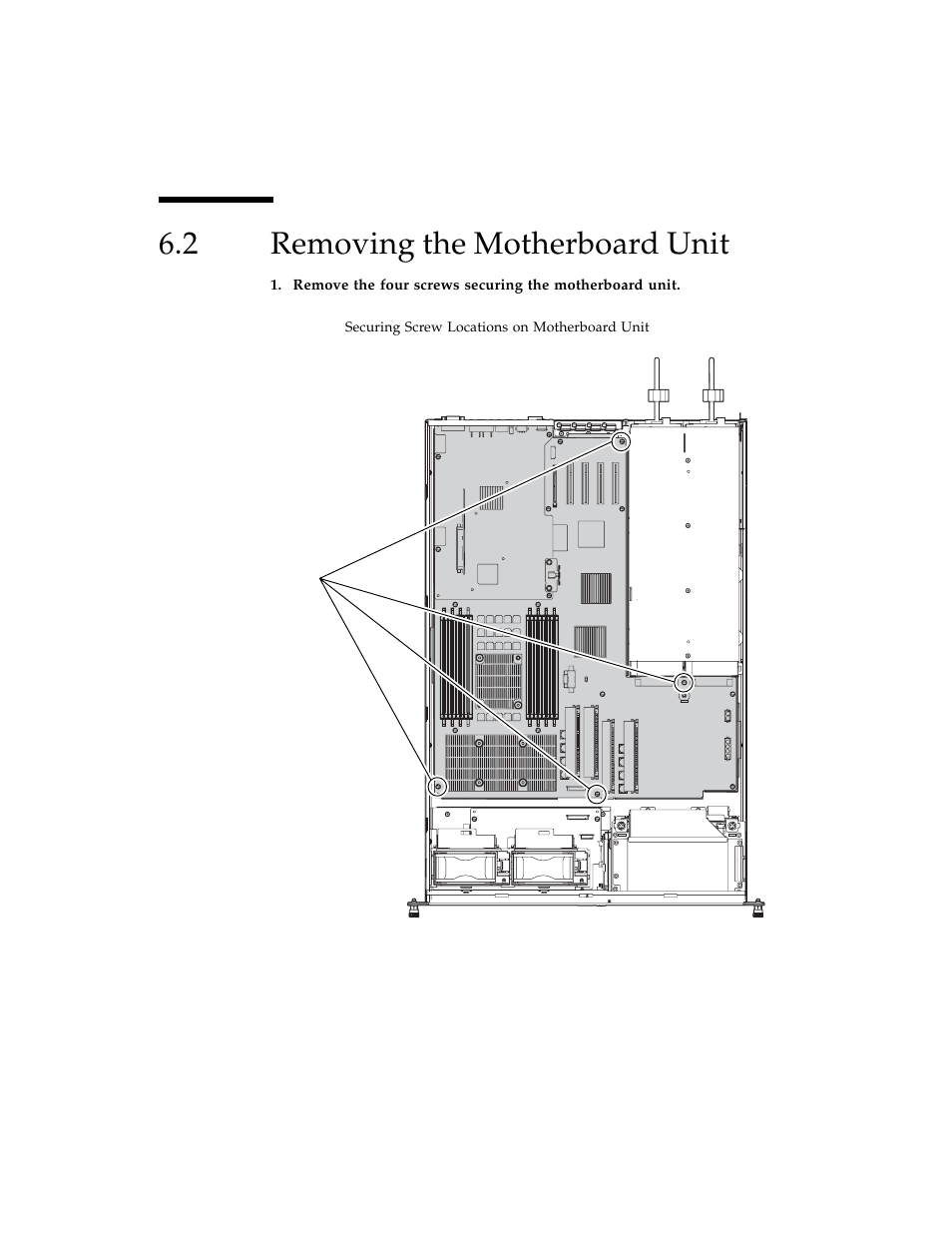 2 removing the motherboard unit, Removing the motherboard unit | FUJITSU SPARC ENTERPRISE M3000 User Manual | Page 115 / 212