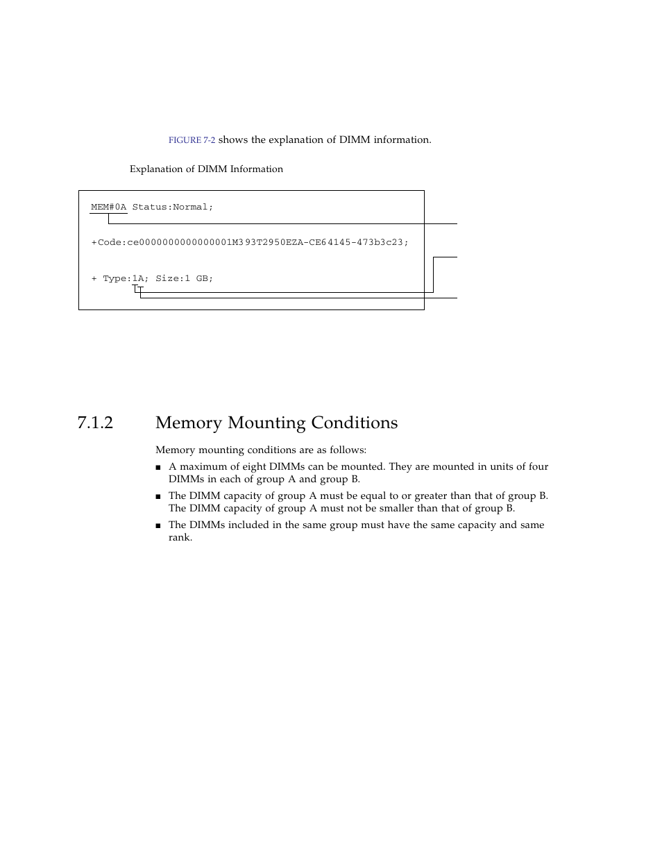2 memory mounting conditions, Memory mounting conditions | FUJITSU SPARC ENTERPRISE M3000 User Manual | Page 122 / 212