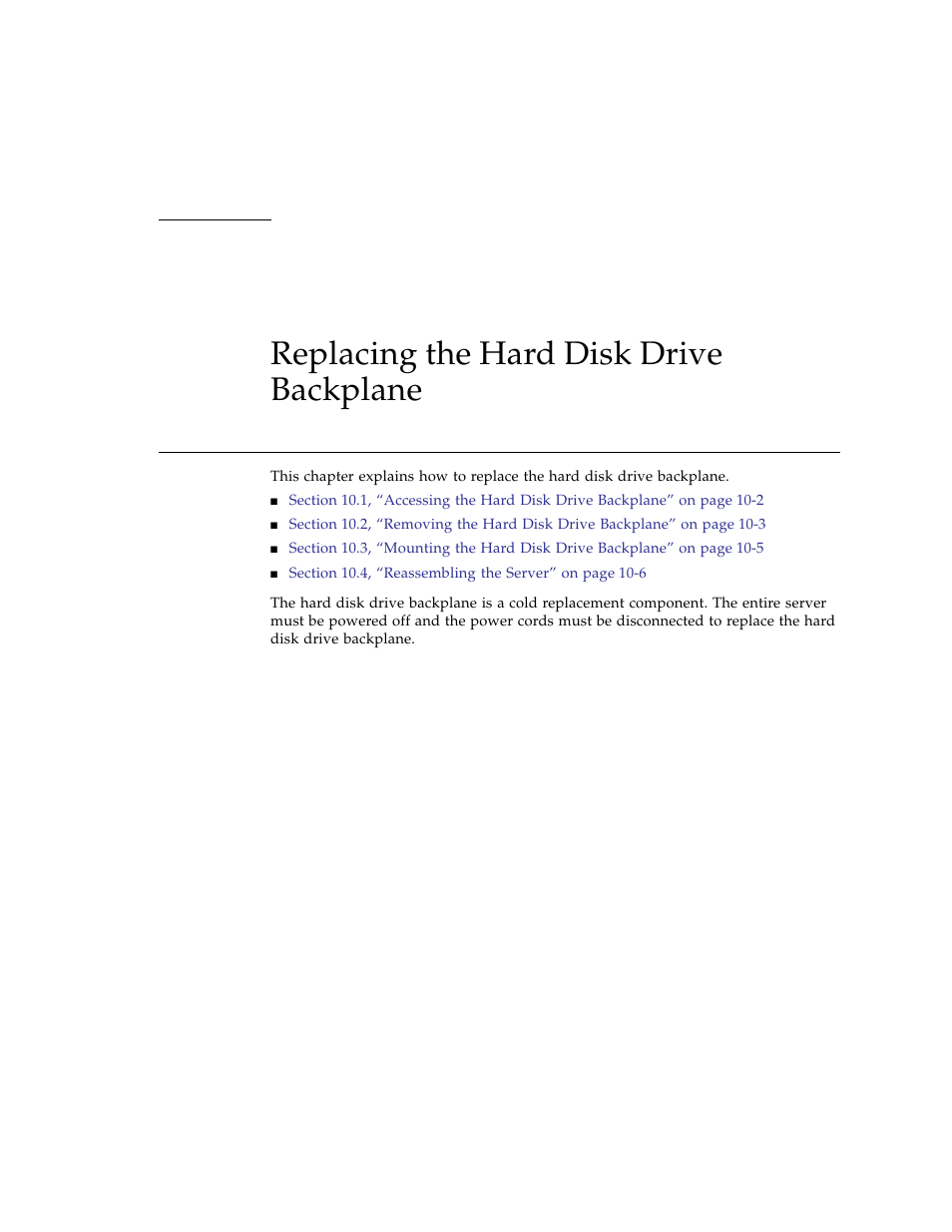 Replacing the hard disk drive backplane, Chapter 10 | FUJITSU SPARC ENTERPRISE M3000 User Manual | Page 141 / 212