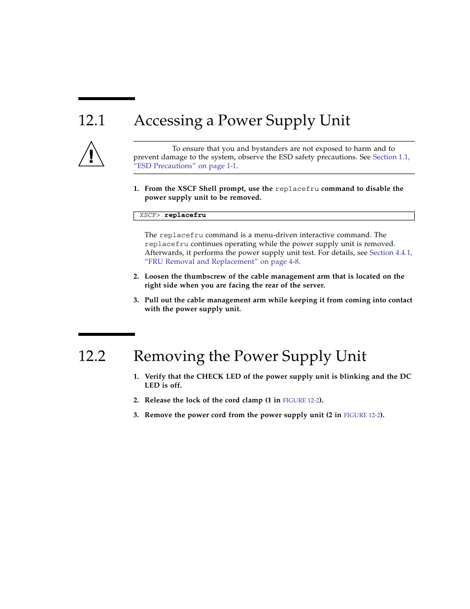 1 accessing a power supply unit, 2 removing the power supply unit, Accessing a power supply unit | Removing the power supply unit | FUJITSU SPARC ENTERPRISE M3000 User Manual | Page 155 / 212