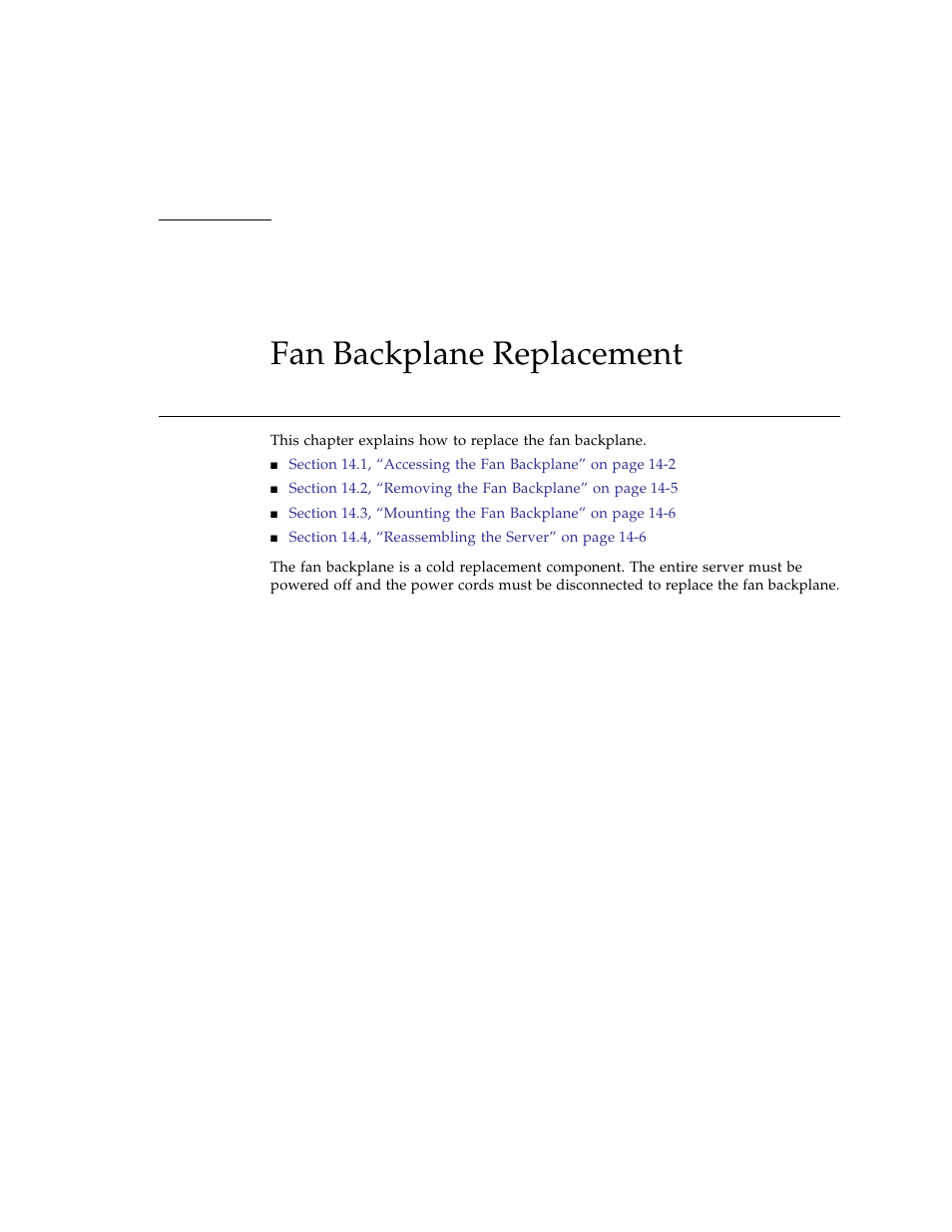 Fan backplane replacement, Chapter 14 | FUJITSU SPARC ENTERPRISE M3000 User Manual | Page 165 / 212