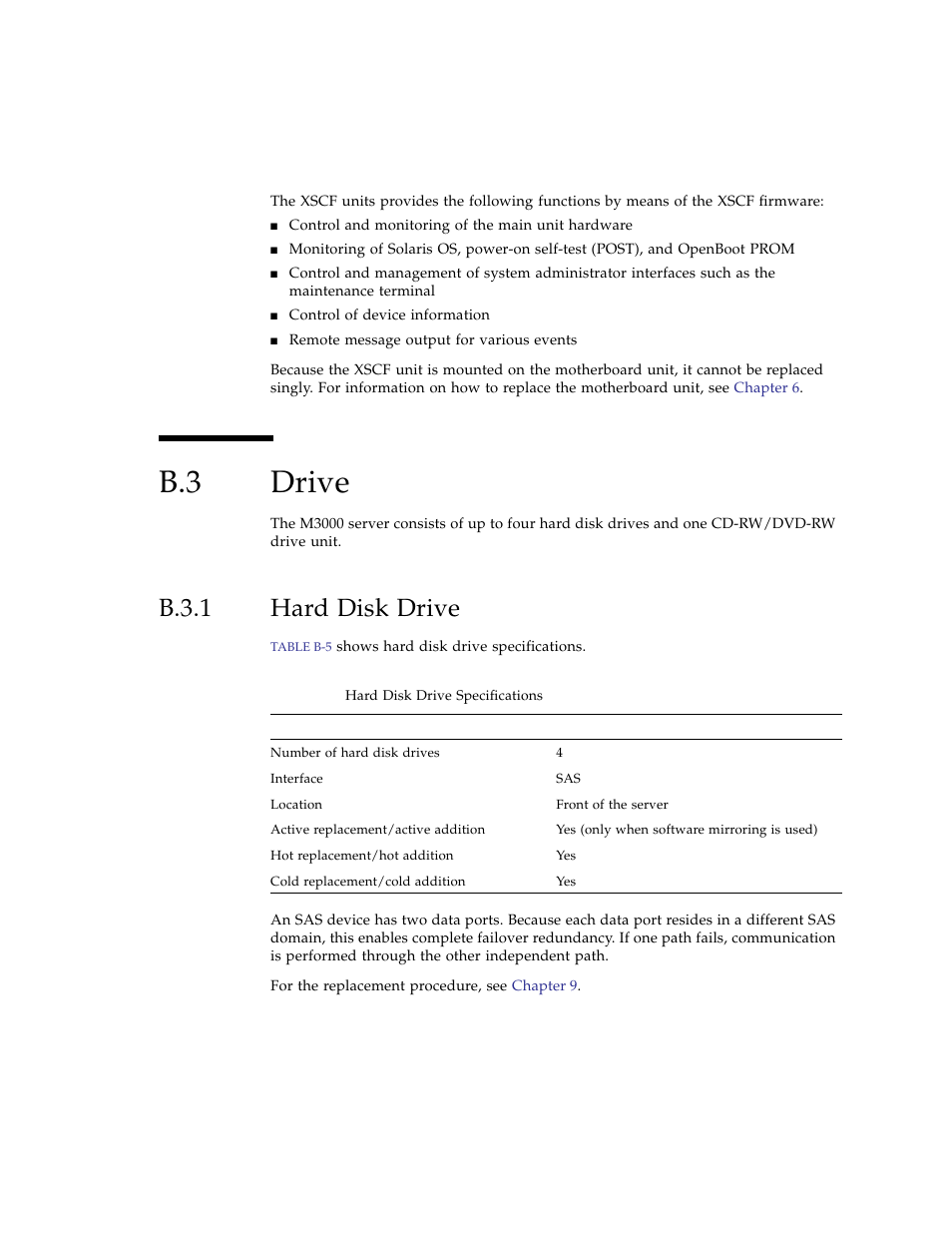 B.3 drive, B.3.1 hard disk drive, Drive | B.3.1, Hard disk drive | FUJITSU SPARC ENTERPRISE M3000 User Manual | Page 187 / 212