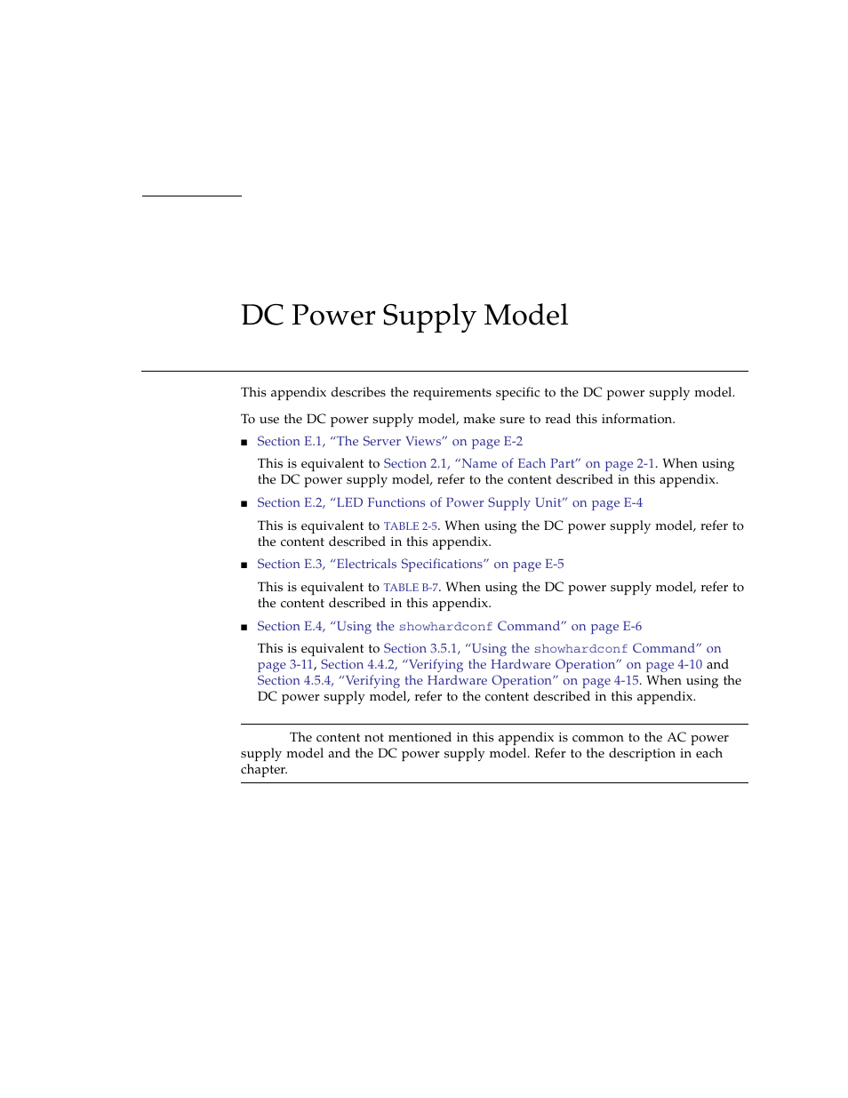 Dc power supply model, E. dc power supply model | FUJITSU SPARC ENTERPRISE M3000 User Manual | Page 201 / 212