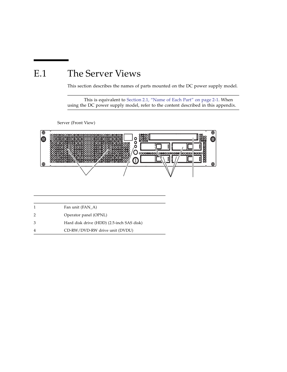 E.1 the server views, The server views | FUJITSU SPARC ENTERPRISE M3000 User Manual | Page 202 / 212