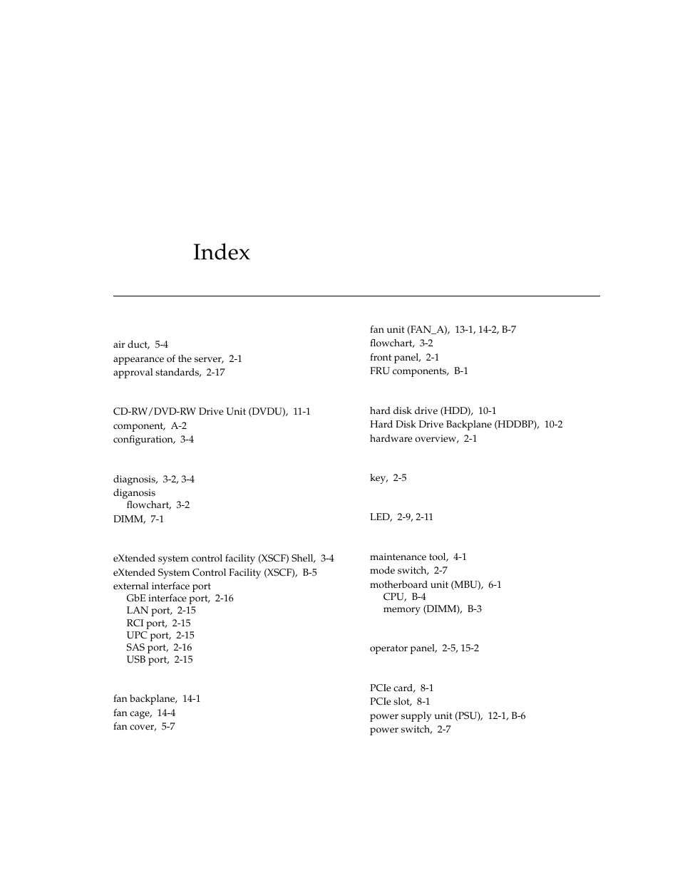 Index, Index–1 | FUJITSU SPARC ENTERPRISE M3000 User Manual | Page 209 / 212