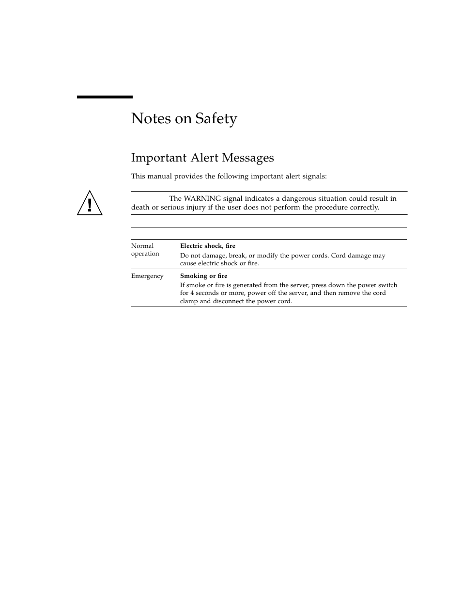 Important alert messages | FUJITSU SPARC ENTERPRISE M3000 User Manual | Page 23 / 212