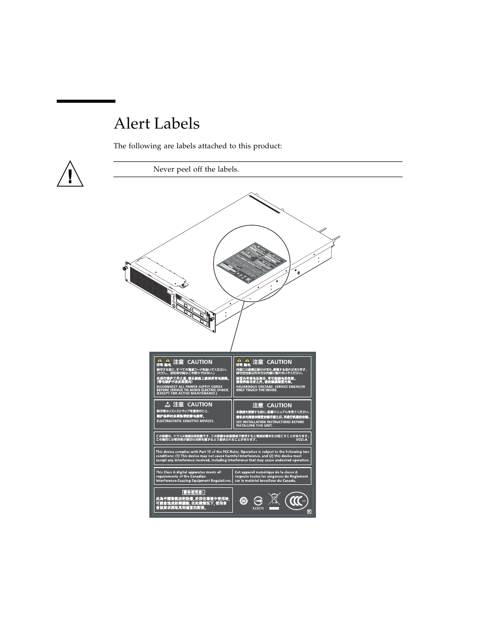 Alert labels | FUJITSU SPARC ENTERPRISE M3000 User Manual | Page 26 / 212