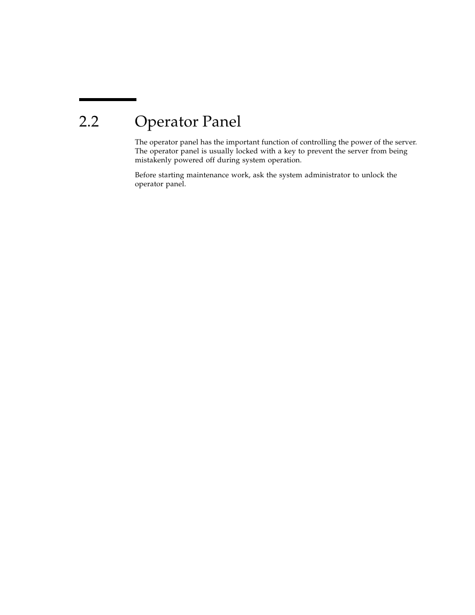 2 operator panel, Operator panel, Section 2.2, “operator | FUJITSU SPARC ENTERPRISE M3000 User Manual | Page 39 / 212