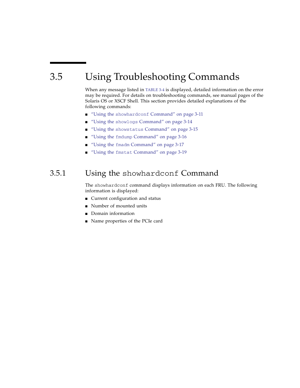 5 using troubleshooting commands, 1 using the showhardconf command, Using troubleshooting commands | Using the | FUJITSU SPARC ENTERPRISE M3000 User Manual | Page 63 / 212