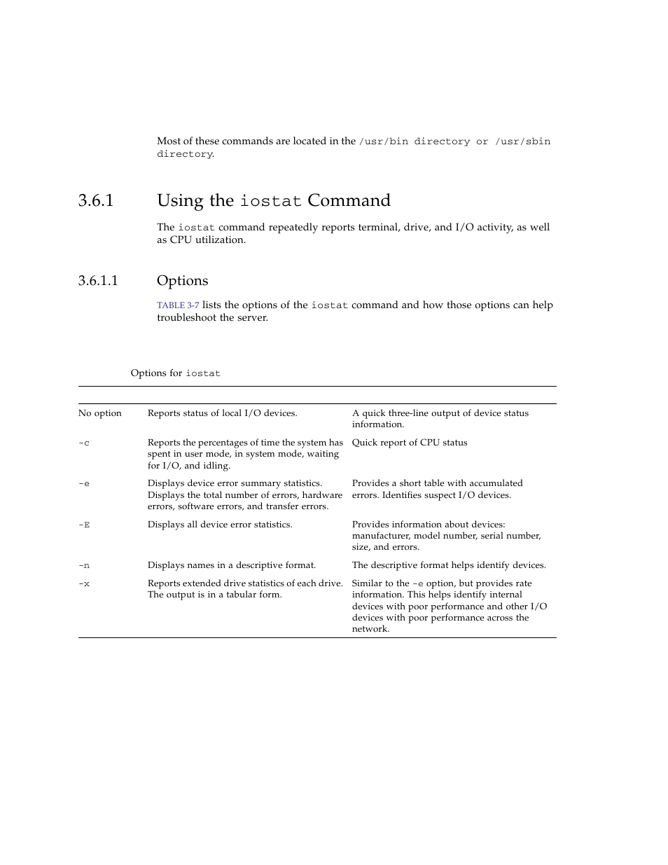 1 using the iostat command, 1 options, Using the | Options | FUJITSU SPARC ENTERPRISE M3000 User Manual | Page 72 / 212