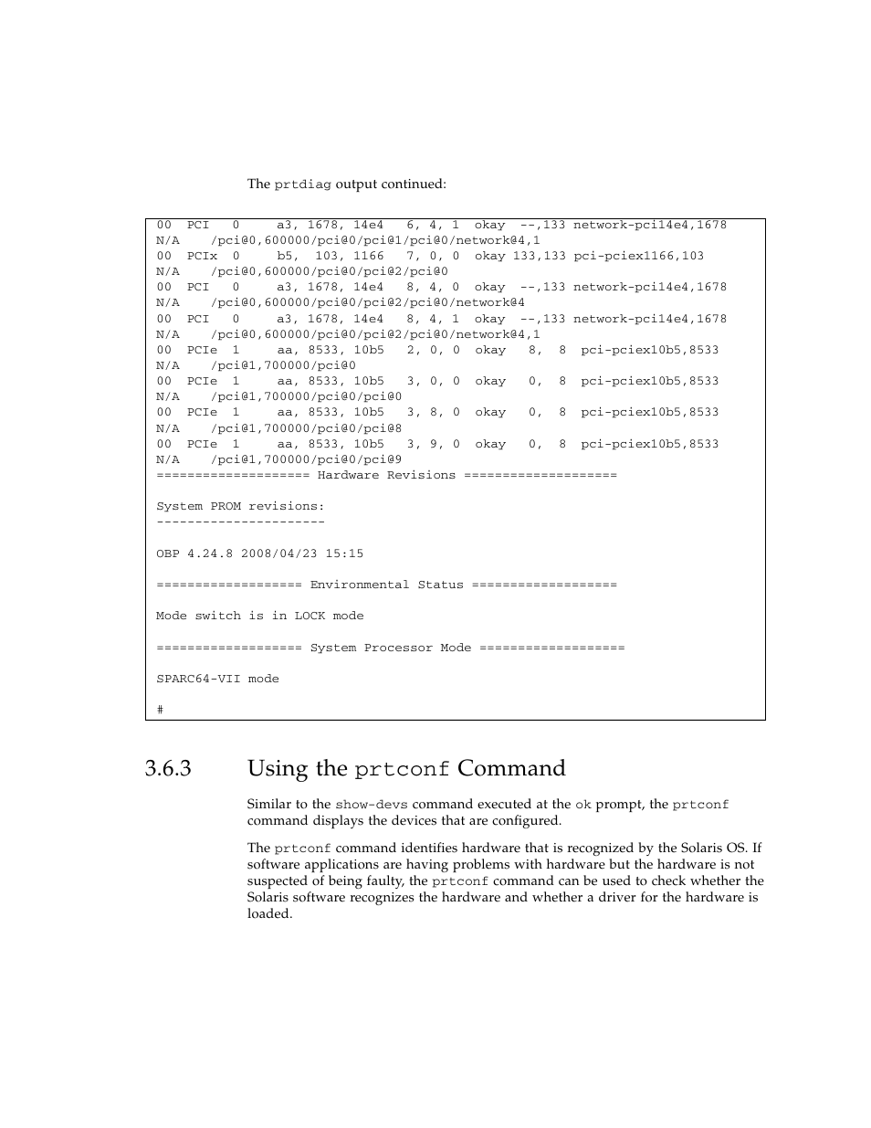 3 using the prtconf command, Using the | FUJITSU SPARC ENTERPRISE M3000 User Manual | Page 75 / 212