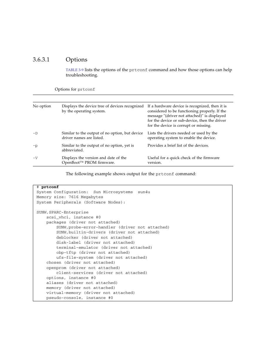 1 options, Options | FUJITSU SPARC ENTERPRISE M3000 User Manual | Page 76 / 212