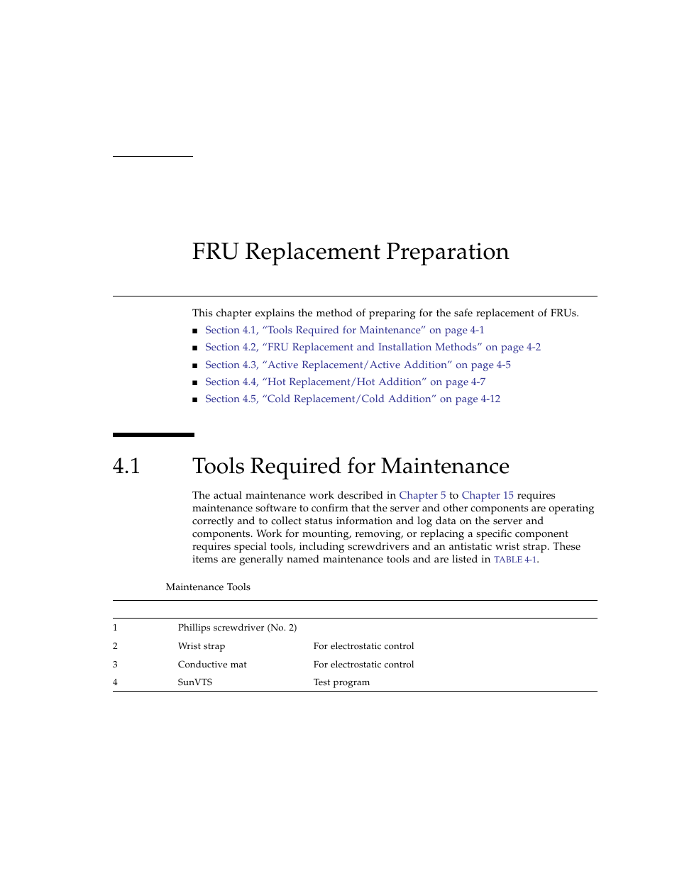 Fru replacement preparation, 1 tools required for maintenance, Tools required for maintenance | FUJITSU SPARC ENTERPRISE M3000 User Manual | Page 83 / 212