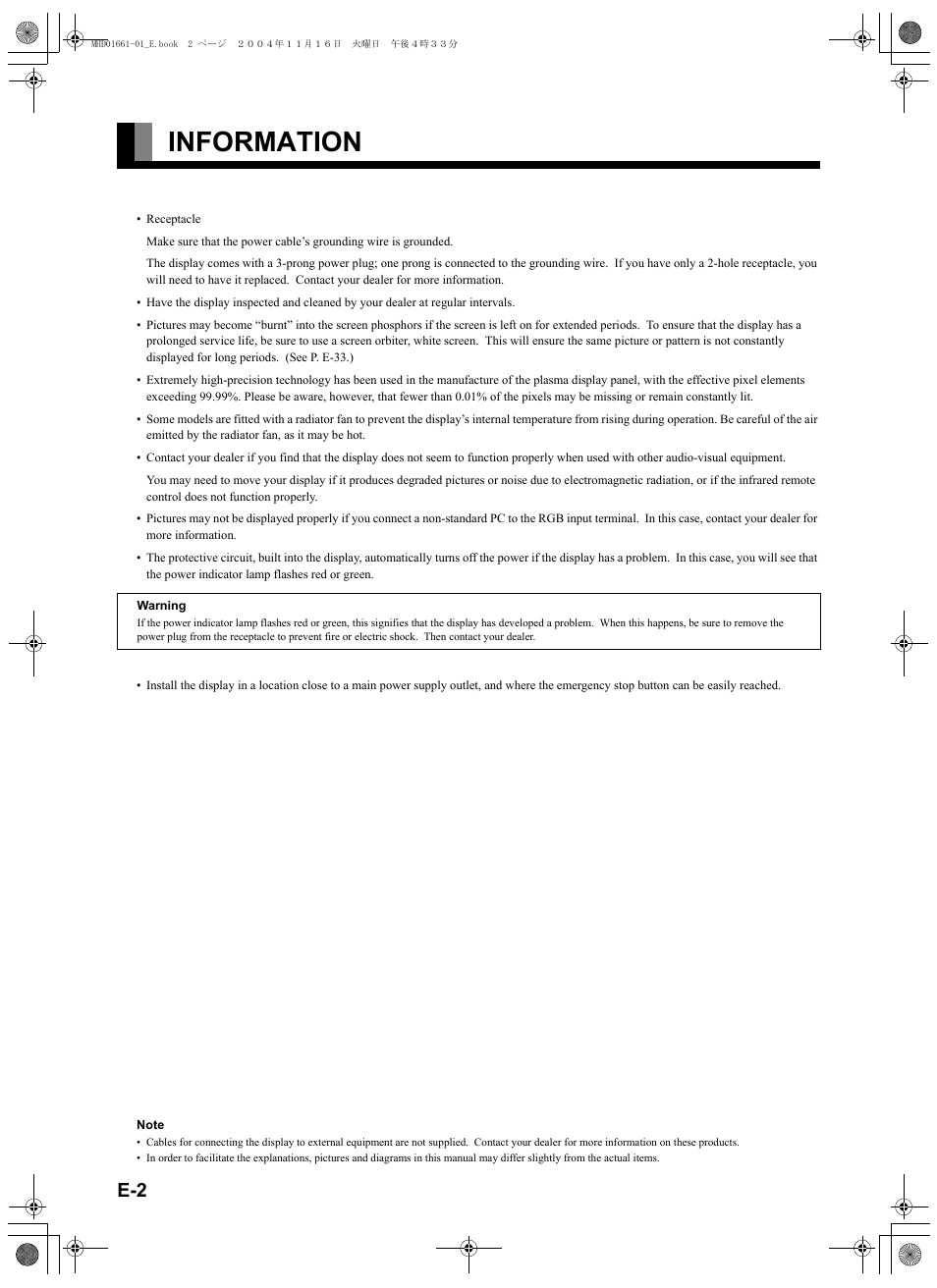 Information | FUJITSU PLASMAVISION P50XHA40U User Manual | Page 16 / 50
