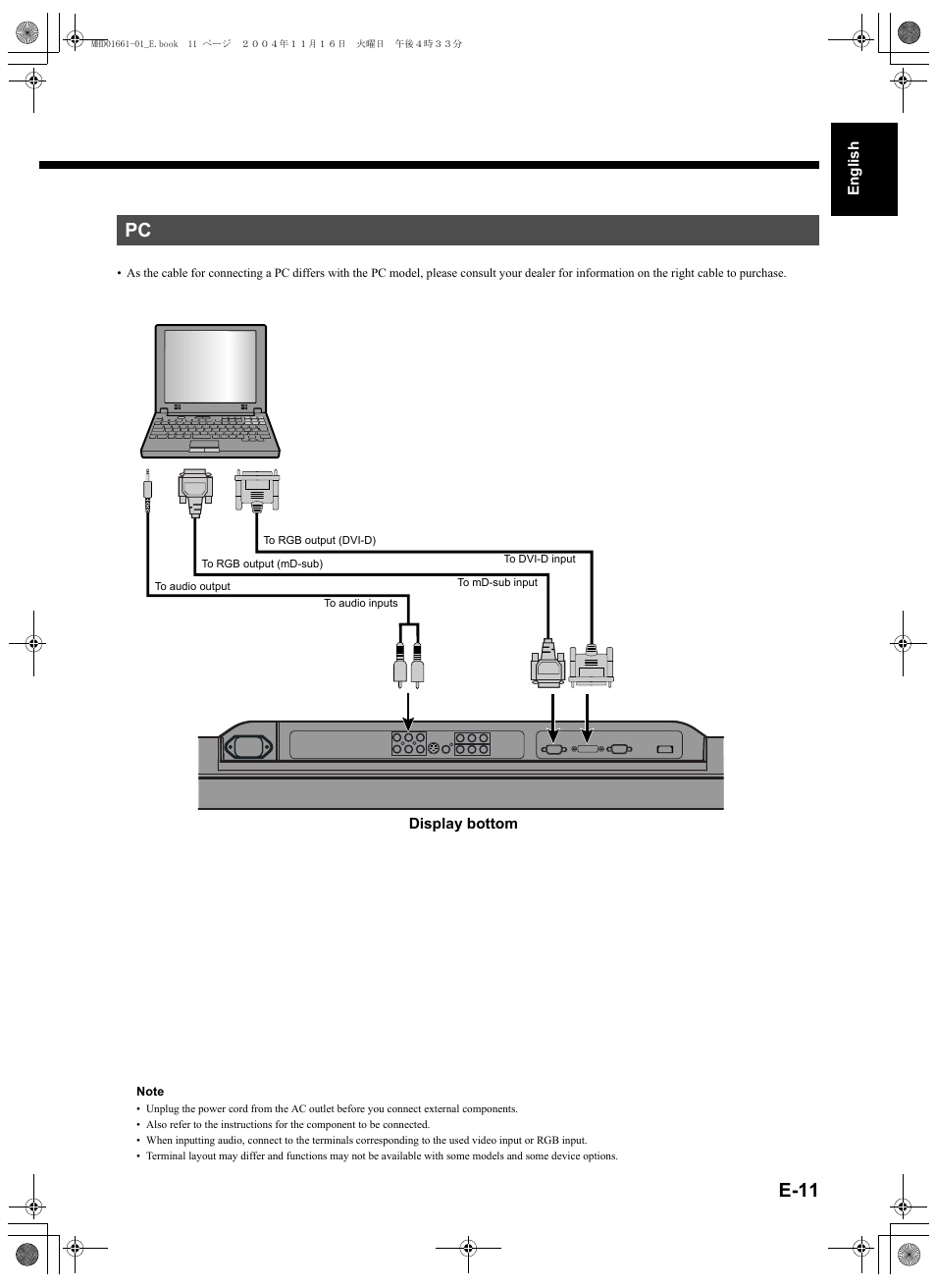 Î e-11, E-11 | FUJITSU PLASMAVISION P50XHA40U User Manual | Page 25 / 50