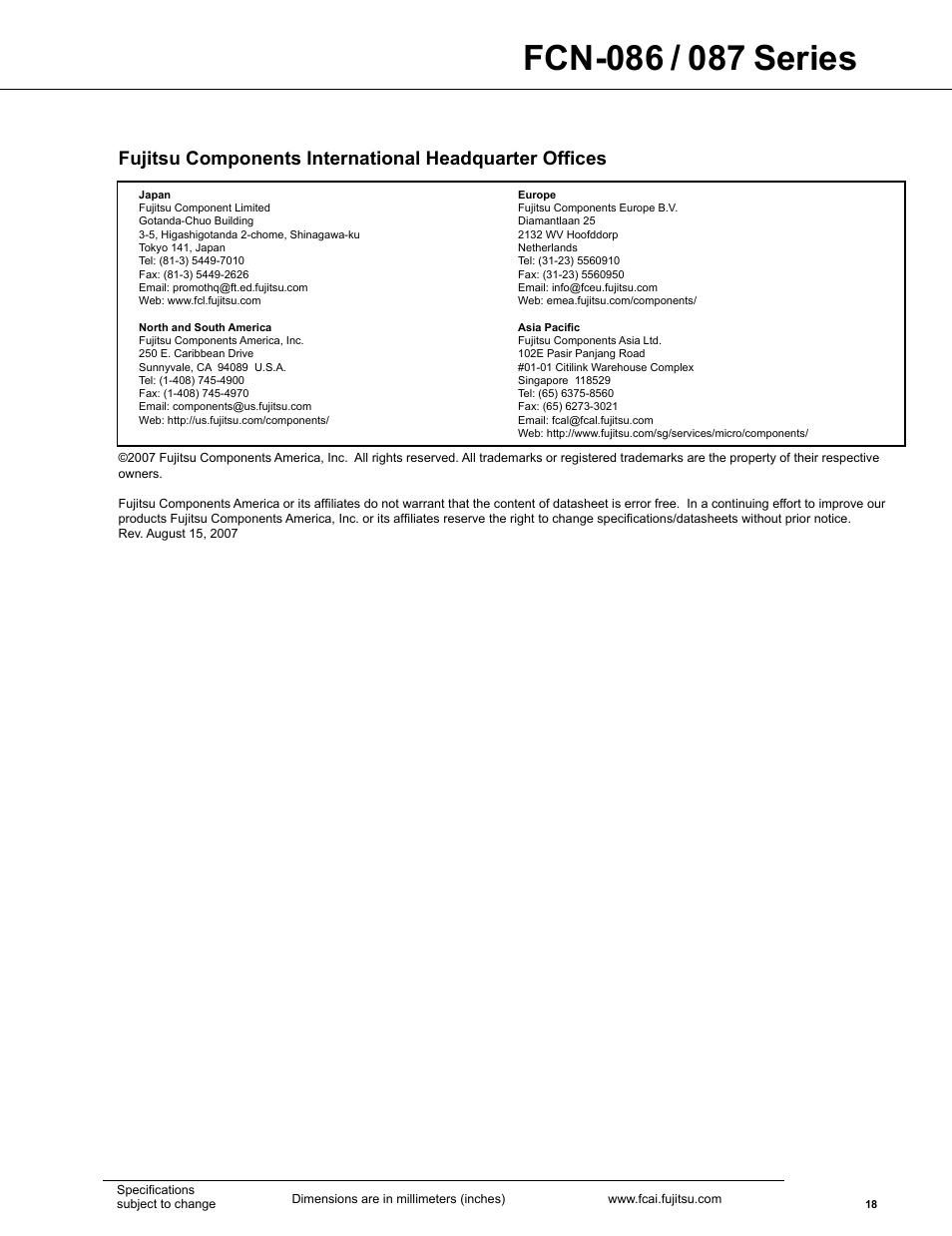 FUJITSU FCN-087 User Manual | Page 18 / 18