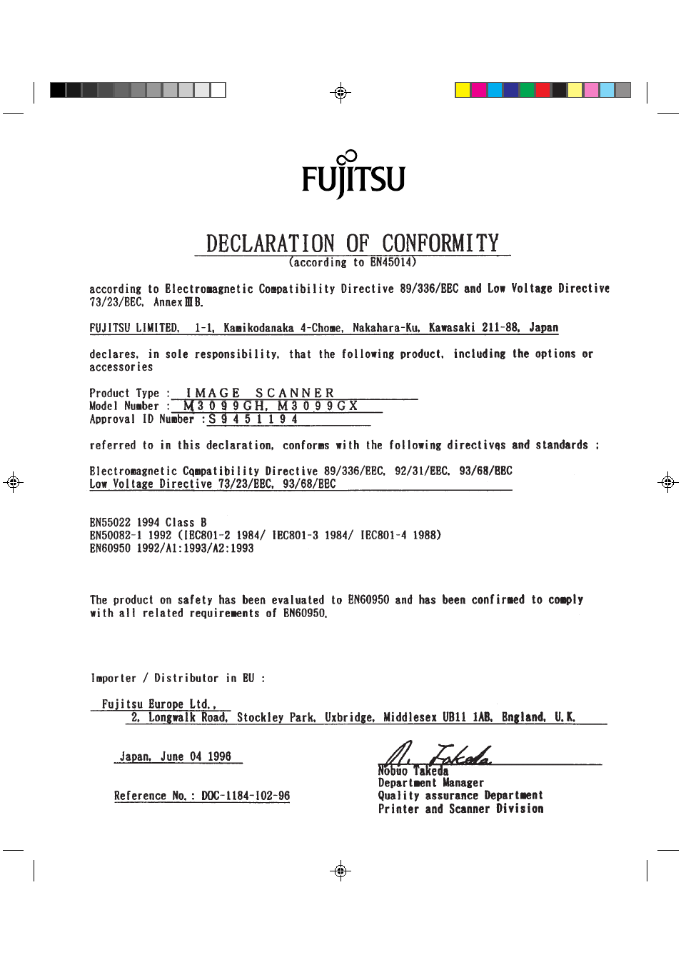 FUJITSU M3099GH User Manual | Page 99 / 100