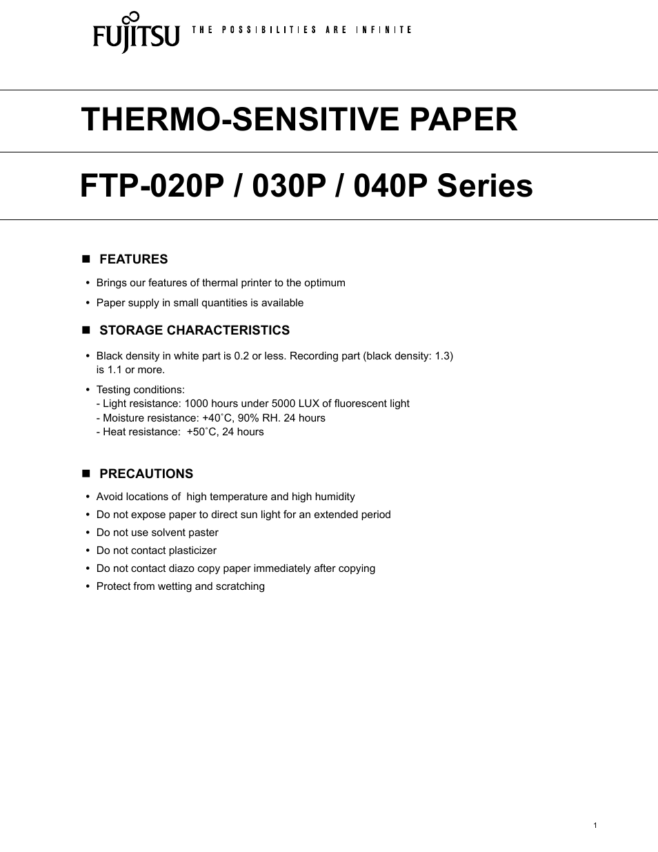 FUJITSU FTP-040P User Manual | 3 pages