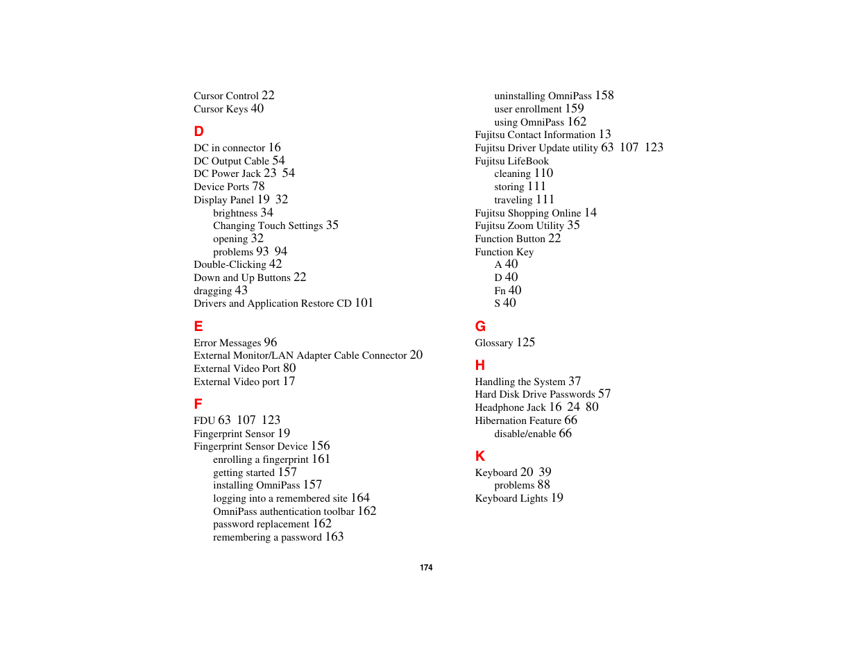FUJITSU LIFEBOOK U810 User Manual | Page 174 / 176