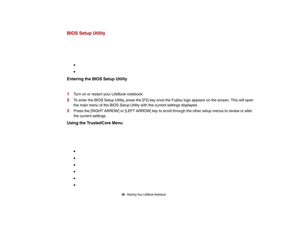 Bios setup utility | FUJITSU LIFEBOOK U810 User Manual | Page 58 / 176