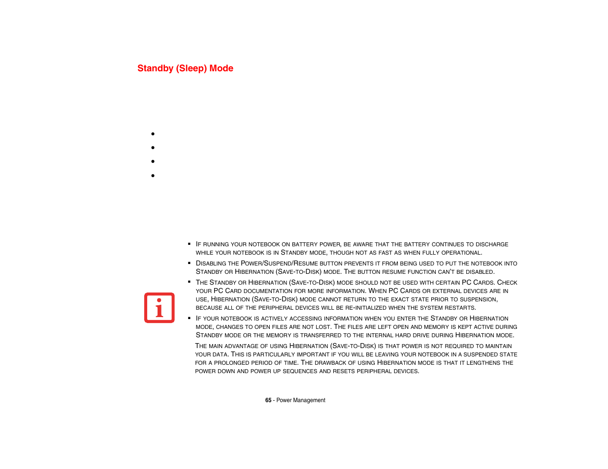 Standby (sleep) mode | FUJITSU LIFEBOOK U810 User Manual | Page 65 / 176