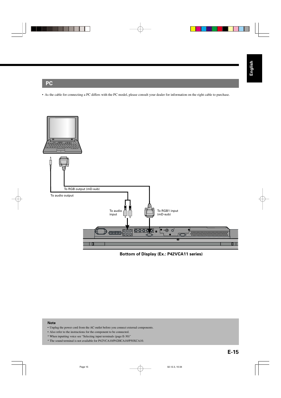 E-15 | FUJITSU P42HCA10 User Manual | Page 15 / 41