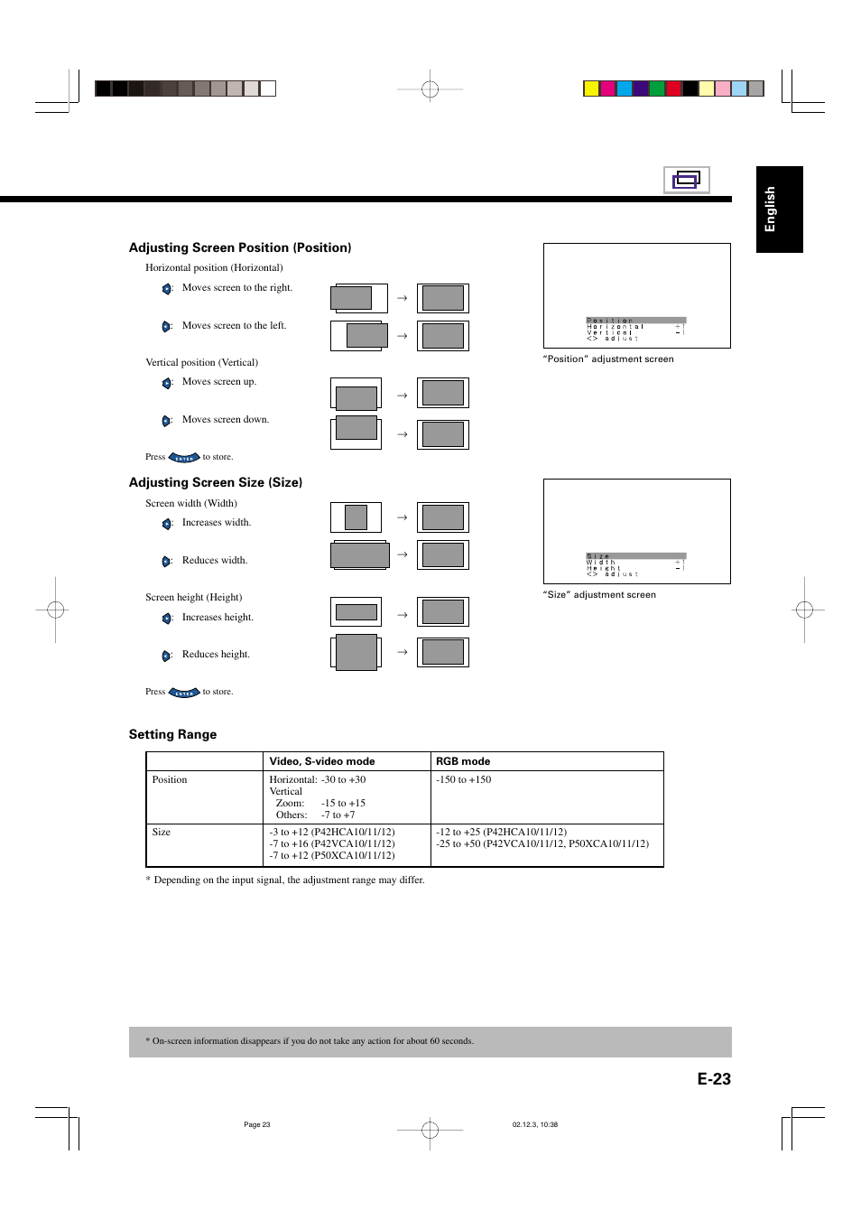 E-23 | FUJITSU P42HCA10 User Manual | Page 23 / 41
