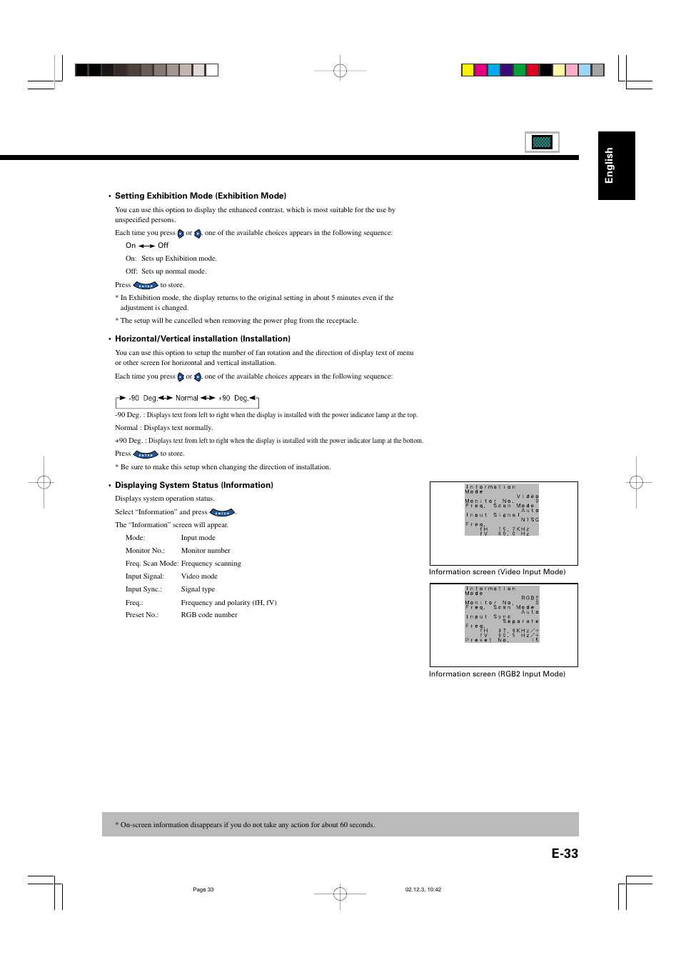 E-33, English | FUJITSU P42HCA10 User Manual | Page 33 / 41
