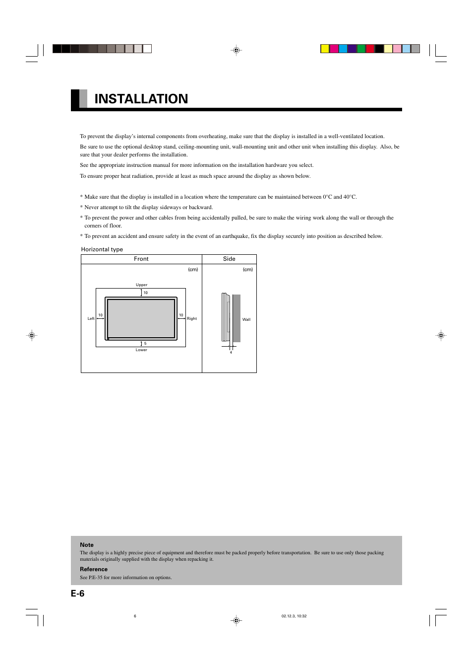 Installation | FUJITSU P42HCA10 User Manual | Page 6 / 41