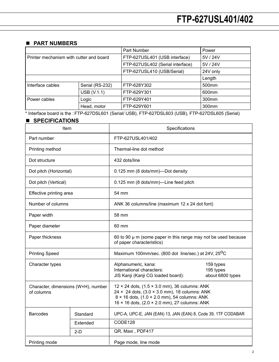 FUJITSU FTP-627USL402 User Manual | Page 2 / 9