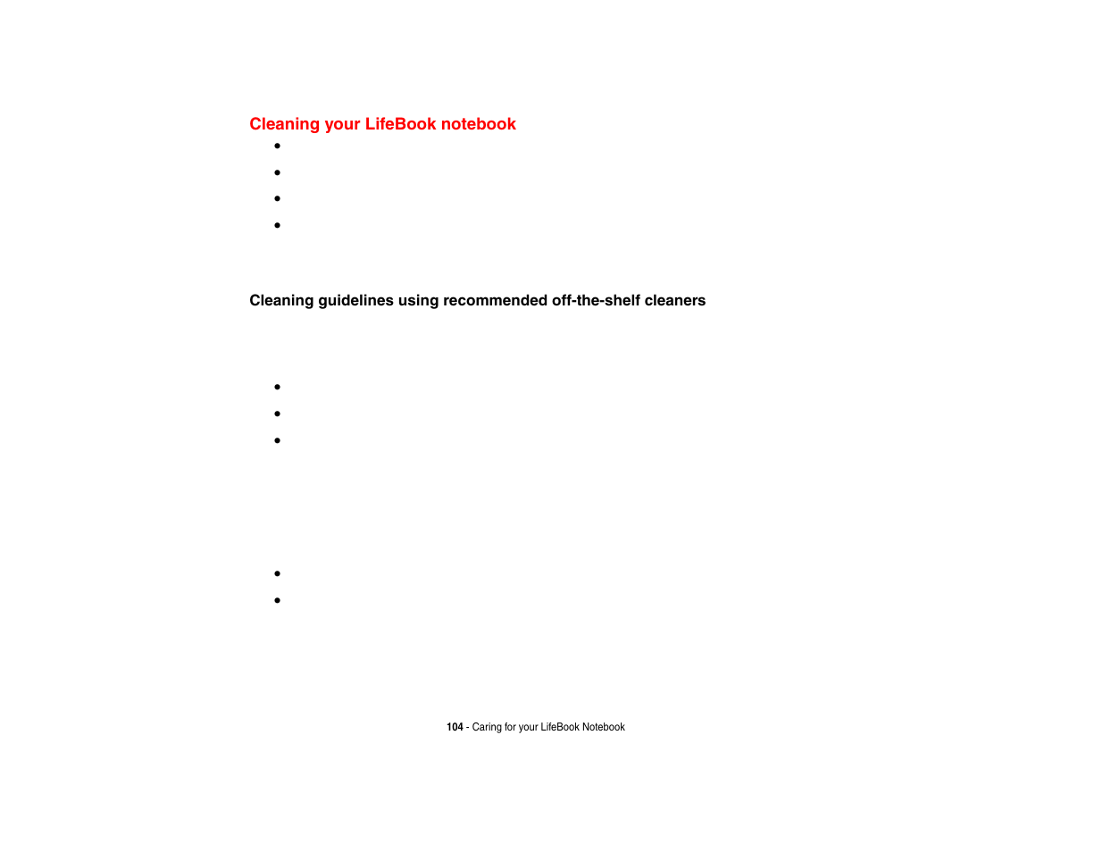 Cleaning your lifebook notebook | FUJITSU V1010 User Manual | Page 109 / 162