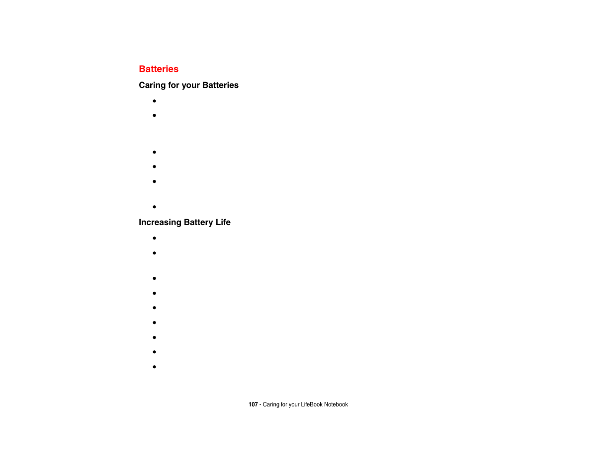 Batteries | FUJITSU V1010 User Manual | Page 112 / 162