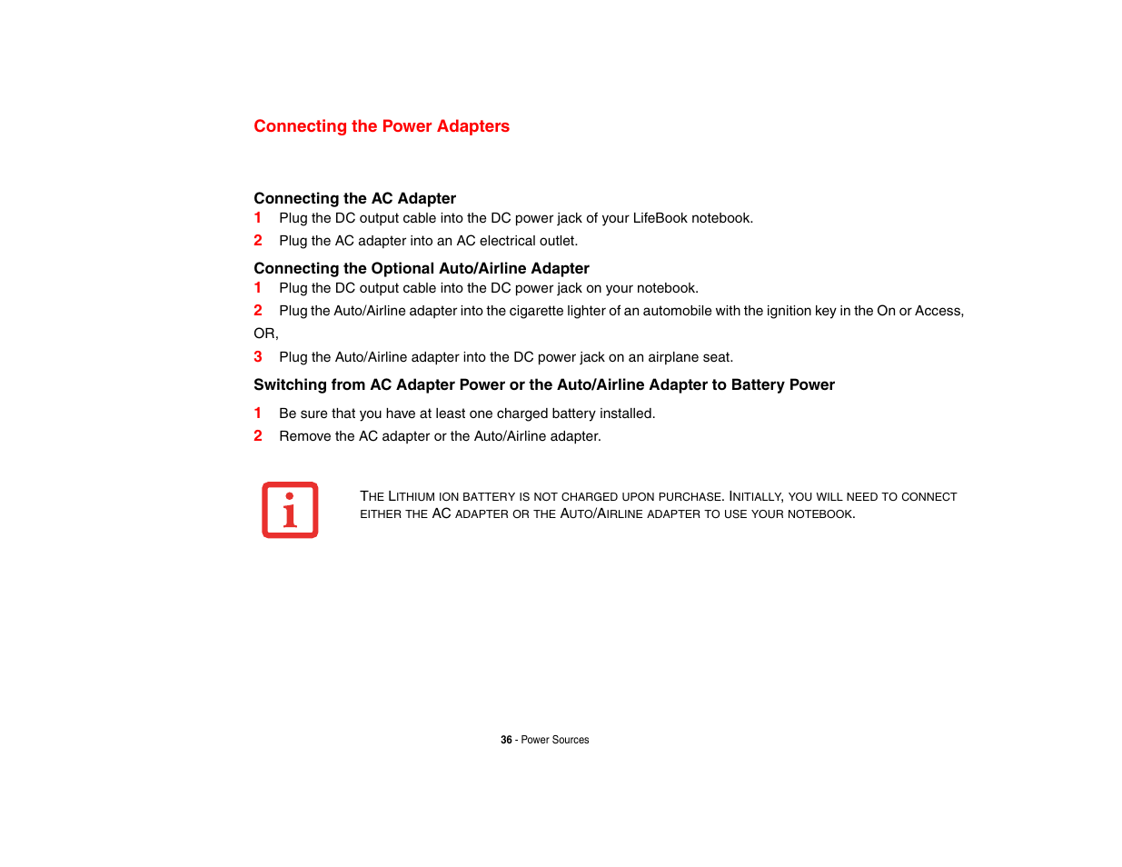 Connecting the power adapters | FUJITSU V1010 User Manual | Page 41 / 162