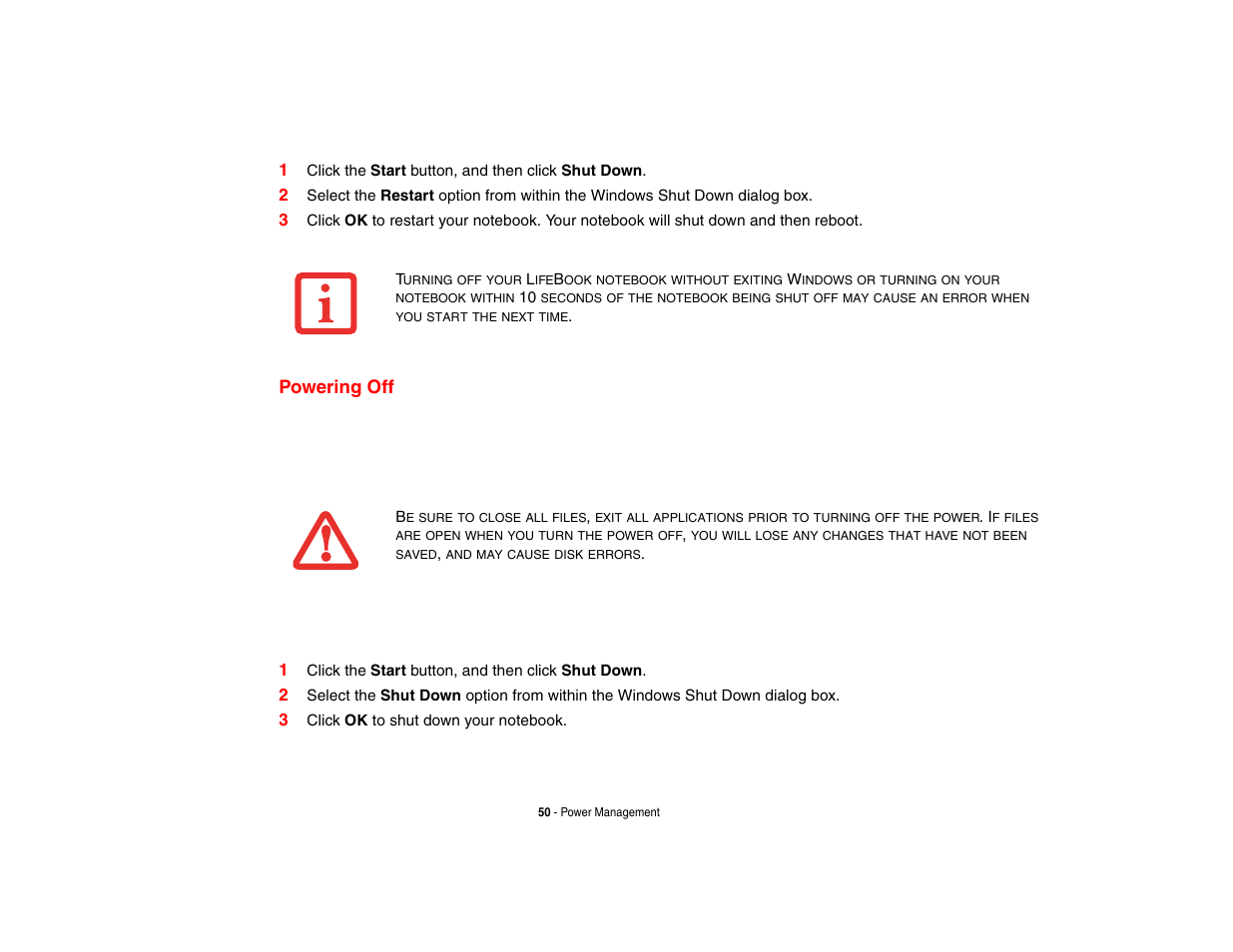 Powering off, Windows xp | FUJITSU V1010 User Manual | Page 55 / 162