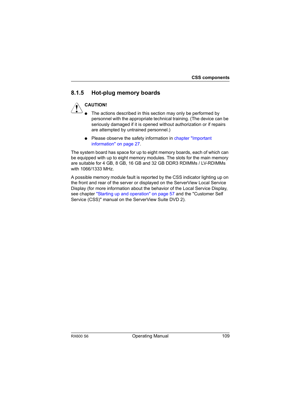 5 hot-plug memory boards, Hot-plug memory boards | FUJITSU PRIMERGY RX600 S6 User Manual | Page 109 / 134