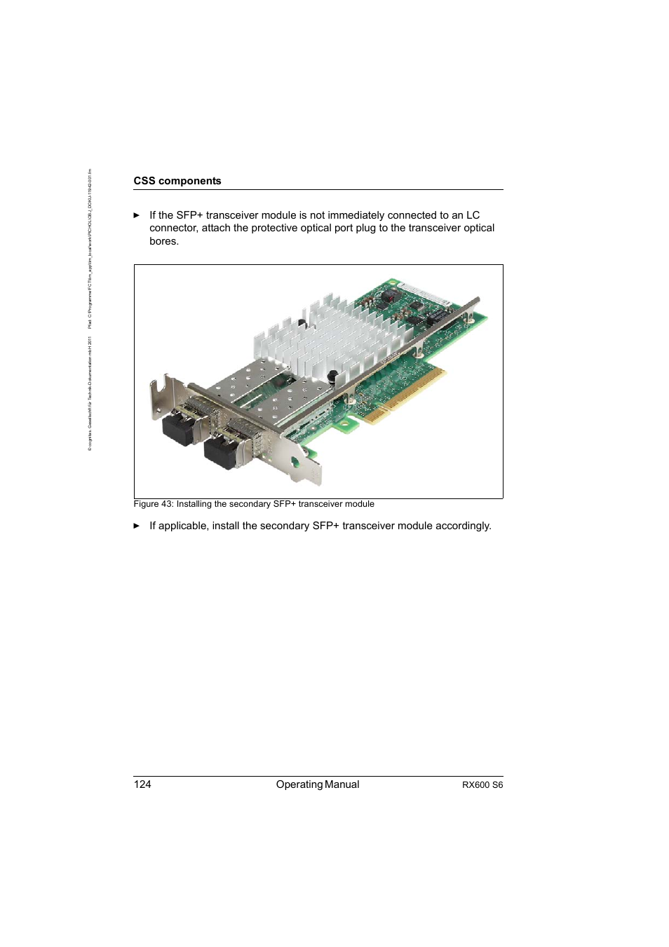 124 operating manual, Css components, Rx600 s6 | FUJITSU PRIMERGY RX600 S6 User Manual | Page 124 / 134