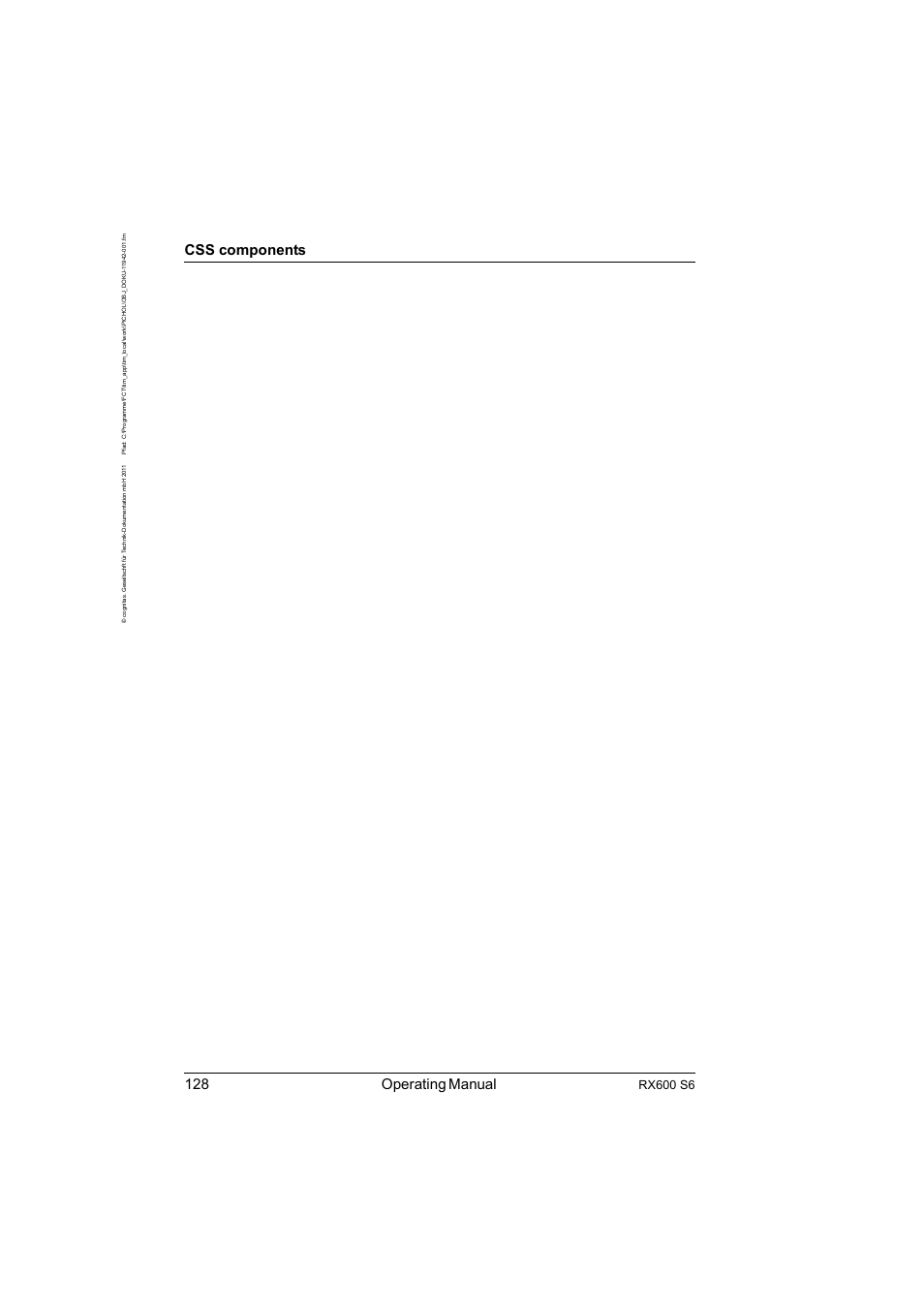 128 operating manual, Css components, Rx600 s6 | FUJITSU PRIMERGY RX600 S6 User Manual | Page 128 / 134