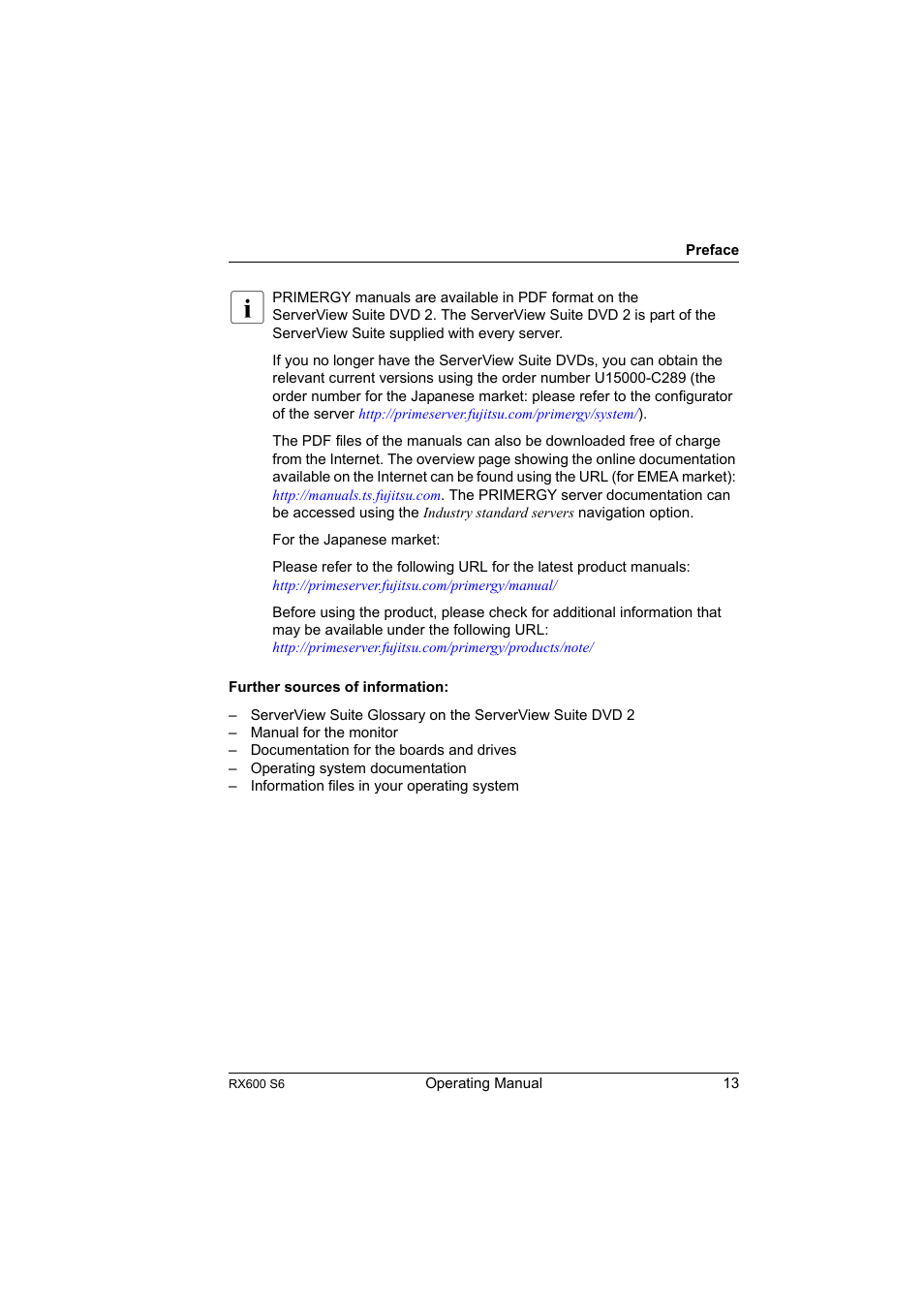 FUJITSU PRIMERGY RX600 S6 User Manual | Page 13 / 134
