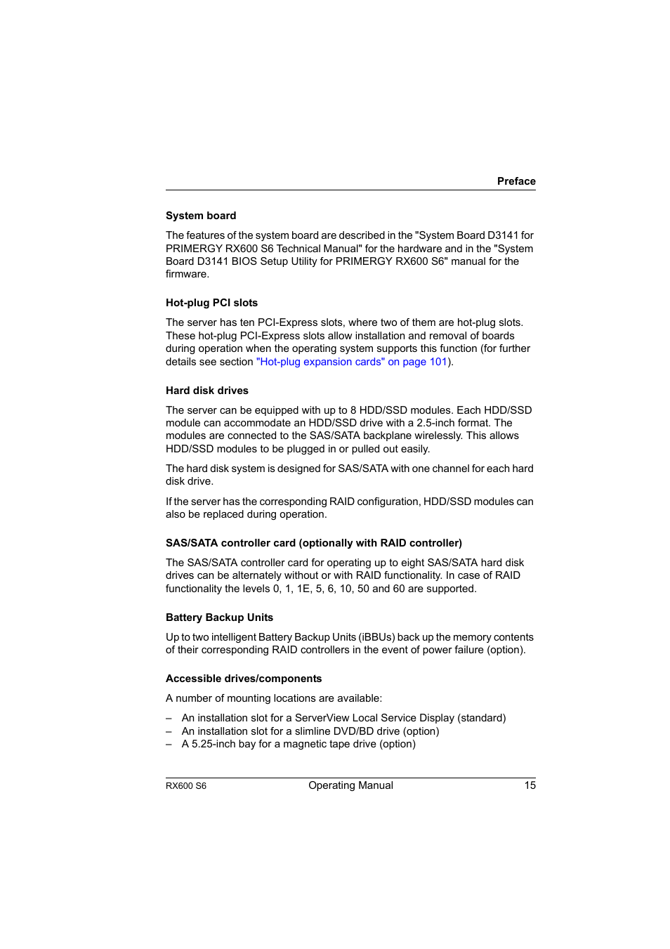 FUJITSU PRIMERGY RX600 S6 User Manual | Page 15 / 134