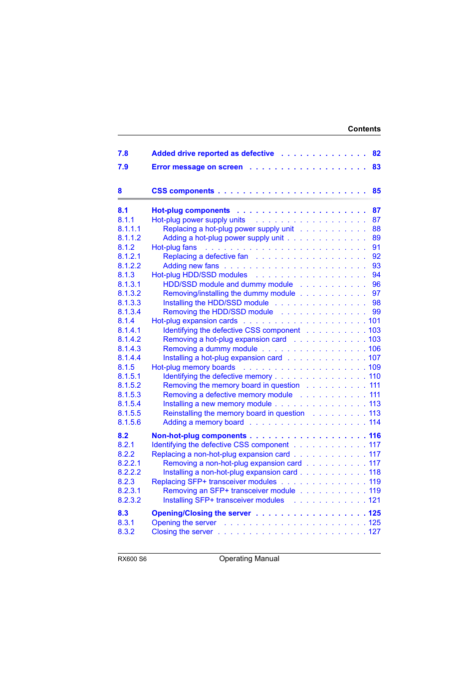 FUJITSU PRIMERGY RX600 S6 User Manual | Page 9 / 134