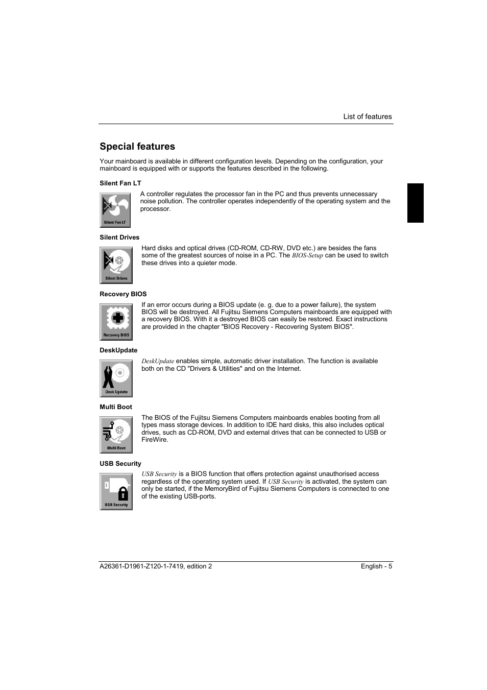 Special features | FUJITSU D1961 User Manual | Page 15 / 45