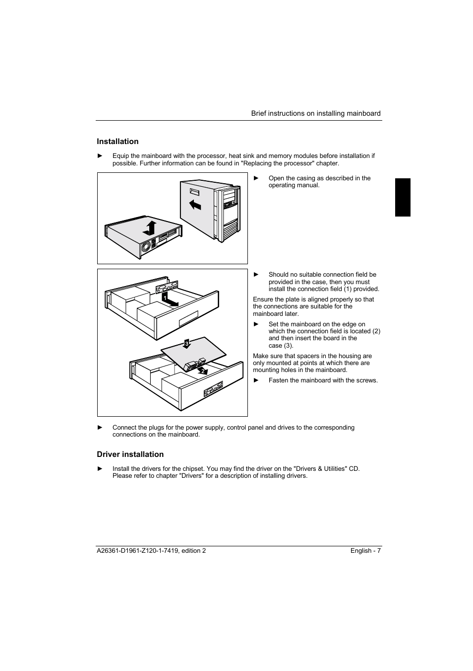 Installation, Driver installation | FUJITSU D1961 User Manual | Page 17 / 45