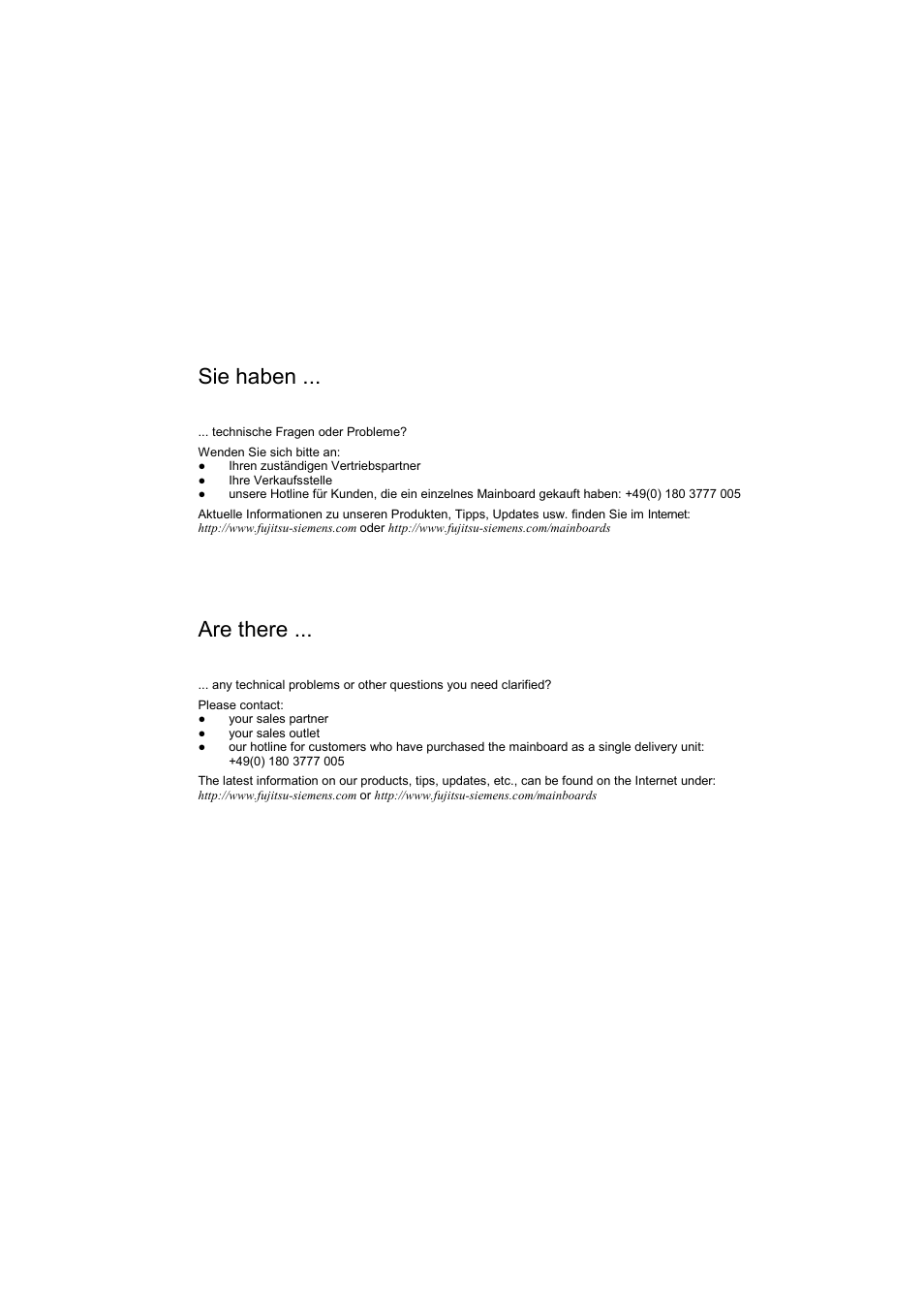 Sie haben, Are there | FUJITSU D1961 User Manual | Page 2 / 45